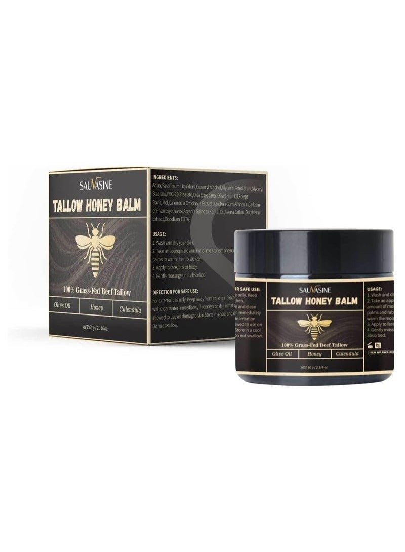Tallow and Honey Moisturizing Cream – Grass-Fed Beef Tallow Balm for Face & Body