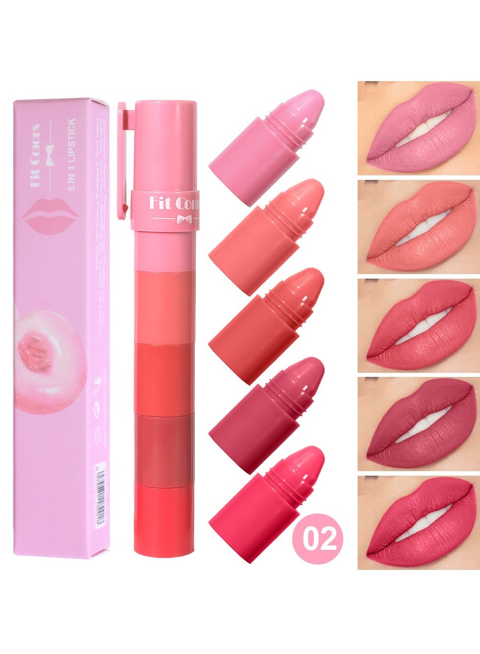 5 Color Lipstick Set 5 Sections Velvet Revealing Color Nonstick Cup Lip Gloss Pencil Waterproof Velvet Lip Gloss 2.7K+ sold, by Oushisha Oushisha (