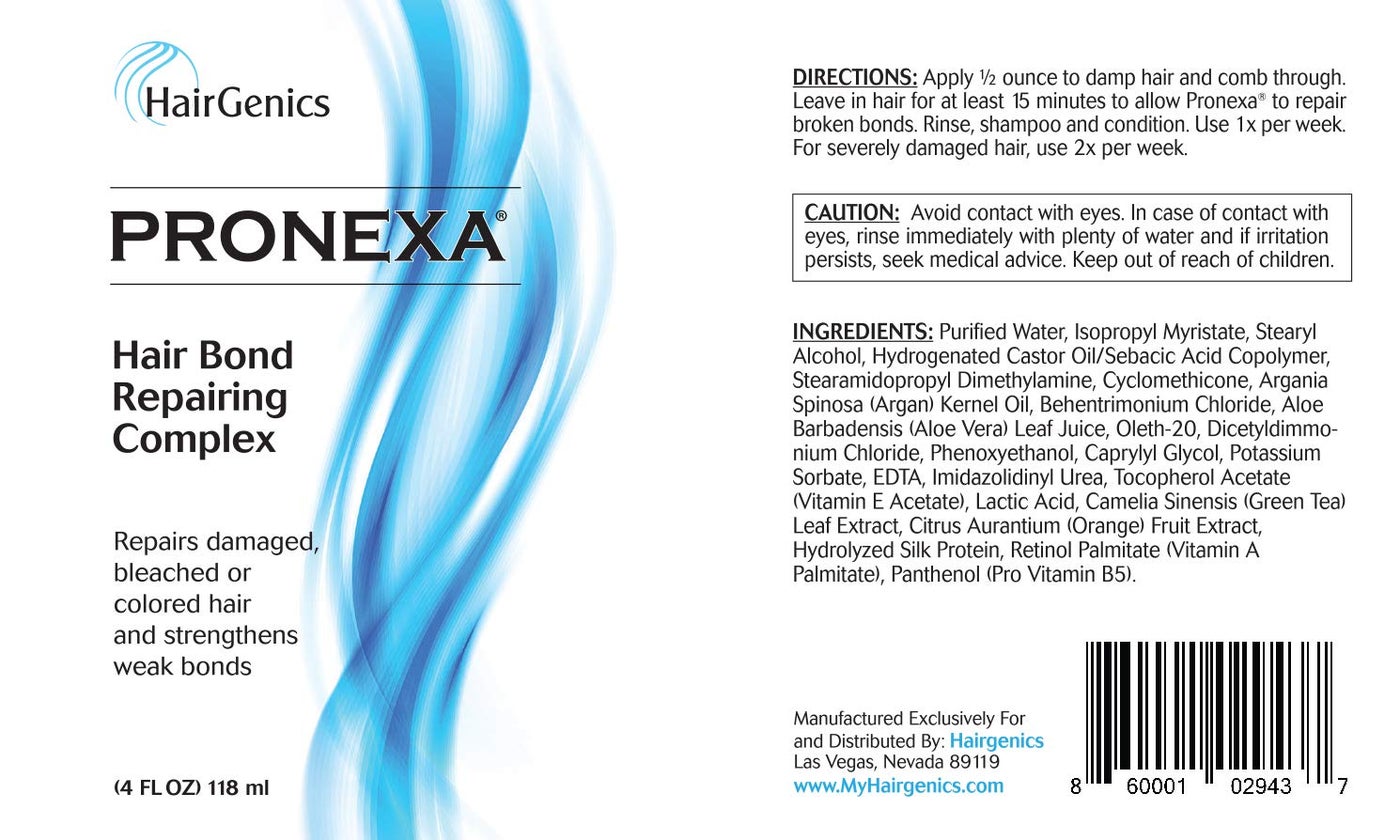Hairgenics Pronexa Hair Bonder Bond Repairing Complex and Conditioner for Damaged and Treated Hair. 4 FL OZ Provides 8 full treatments