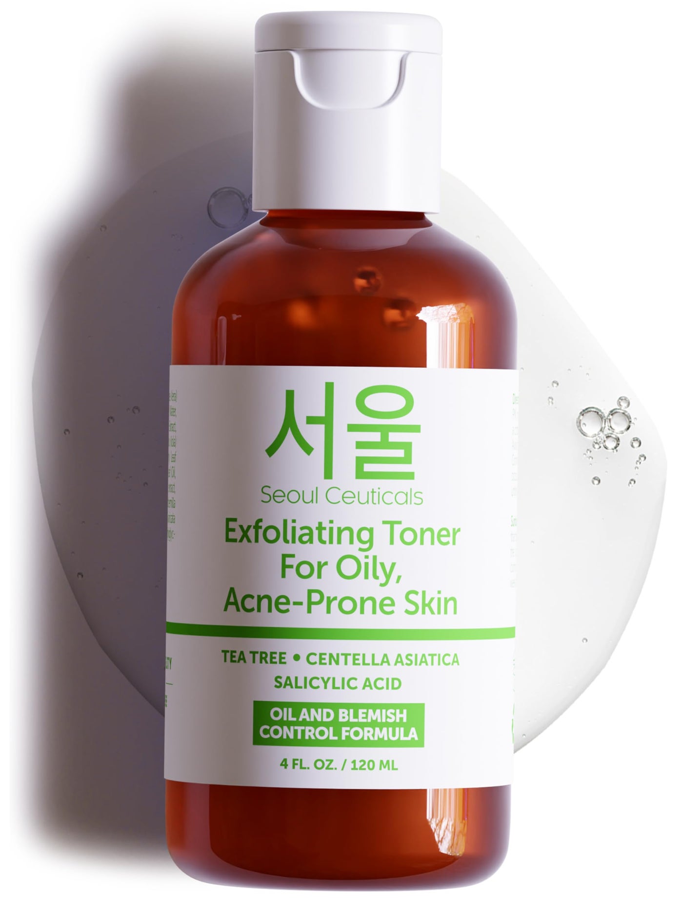 SeoulCeuticals Korean Toner for Oily Acne Prone Skin â€“ Korean Skin Care Tea Tree Toner for Face â€“ Facial Toner Centella Asiatica, Salicylic Acid. 4 FL OZ