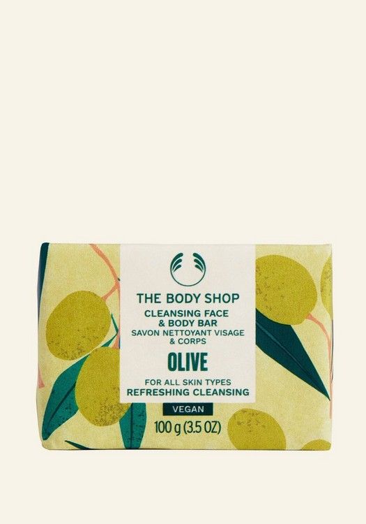 Olive Cleansing Face & Body Bar – Gentle Soap Bar with Organic Olive Oil, Refreshing & Creamy Cleanser for All Skin Types, 90% Natural Ingredients, 100g