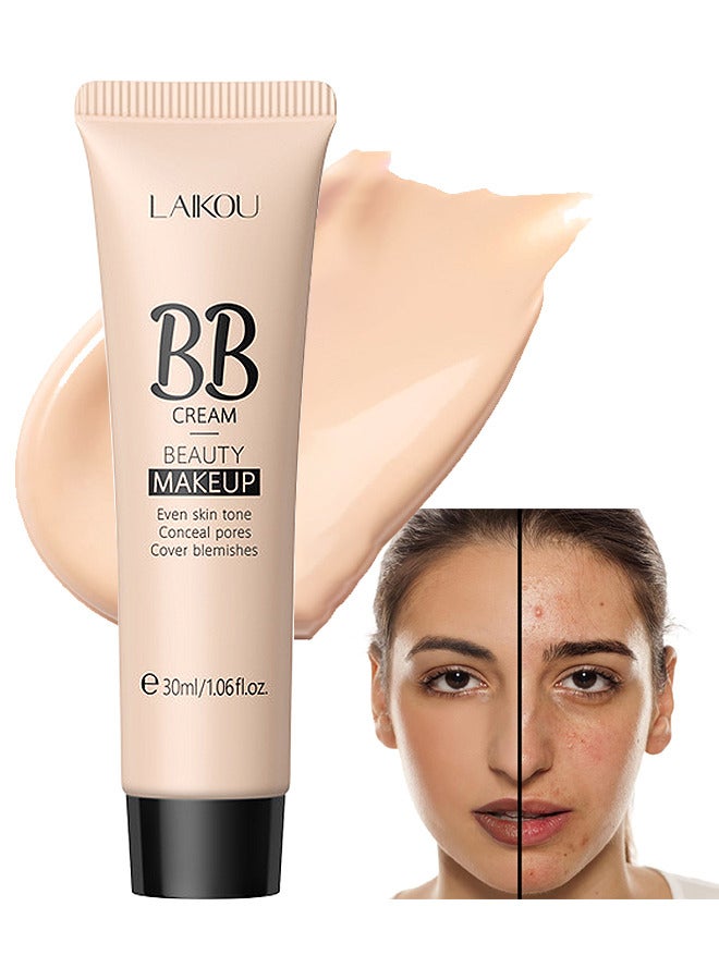 Hydrating Makeup BB Cream, Tinted Moisturizer Face Makeup BB Cream Foundation Waterproof Concealer Clean Brighten Color Correcting Cream Nude Makeup Long Lasting, Evens Skin Tone, Natural