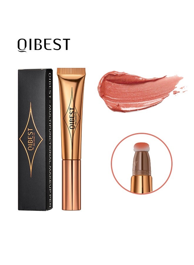 Multifunctional Makeup Pen-Matte Liquid Cheek Blusher Smooth Creamy Liquid Blush Stick with Soft Cushion Applicator Waterproof Blendable Natural Face Blush Beauty Makeup Pen (#02)