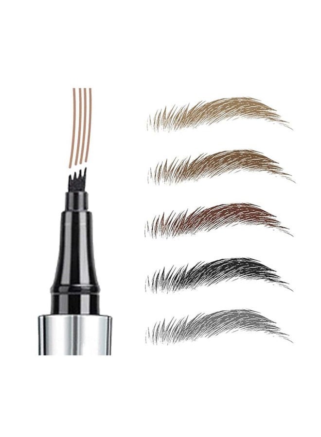 5 Colors Hair-like Strokes Eyebrow Pen, Mimics Natural Eyebrow Liquid Microfilling, Eye Brow Makeup by “Linble” (#4 Black)