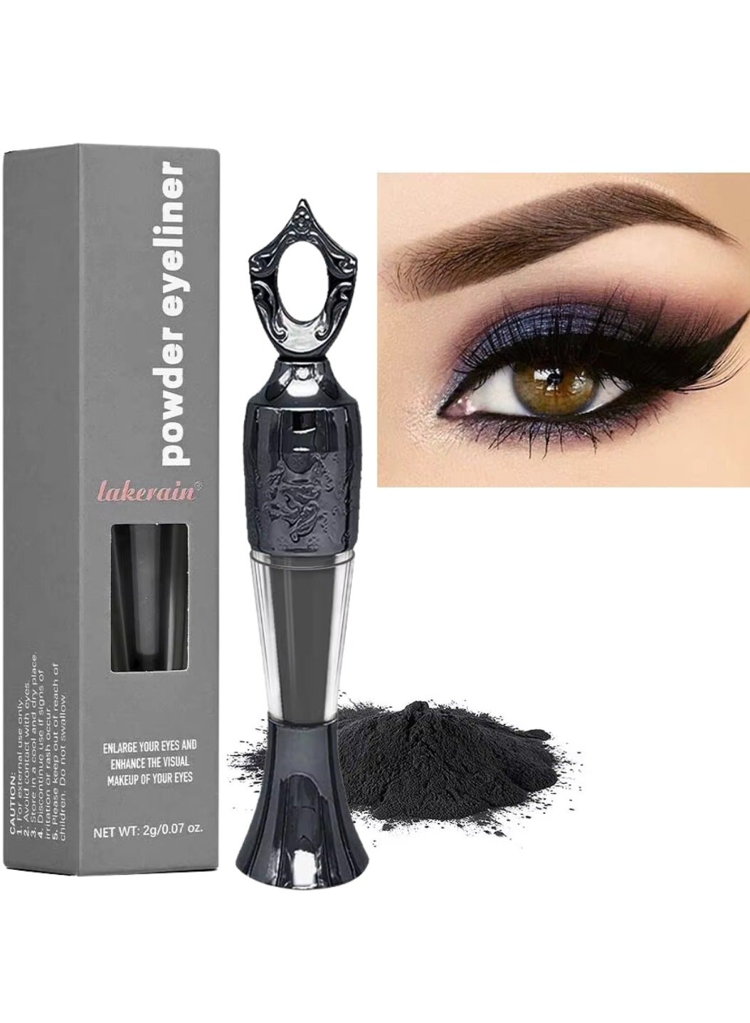 Powder Eyeliner 100% Natural Plant Formula Powder Eyeliner Easily Removed Eye Makeup Natural Eyeliner Last for All Day Long Lasting Dry Kohl Powder Eyeliner Black