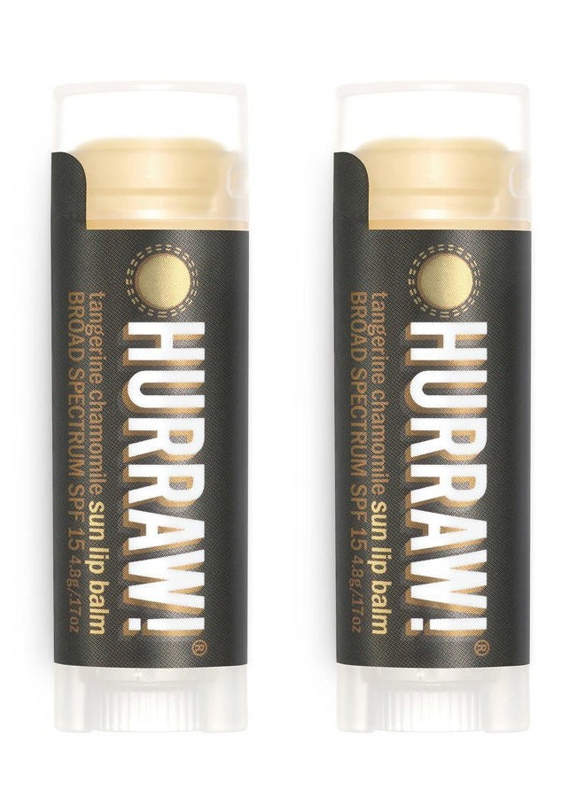 Hurraw! Sun Lip Balm (Zinc Oxide Protection, Broad Spectrum SPF 15, Tangerine, Chamomile), 2 Pack: Organic, Certified Vegan, Gluten Free. Non-GMO, All-Natural. Bee, Shea, Soy & Palm Free. Made in USA