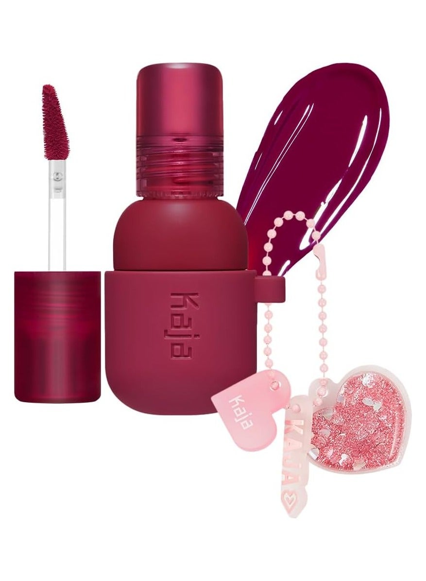 Lip & Blush Glazed Keychain Stain - Jelly Charm 01 Cherry Spritz - Long Lasting Lip Tint and Blush - Hydrating Lightweight Jelly Formula with Keychain