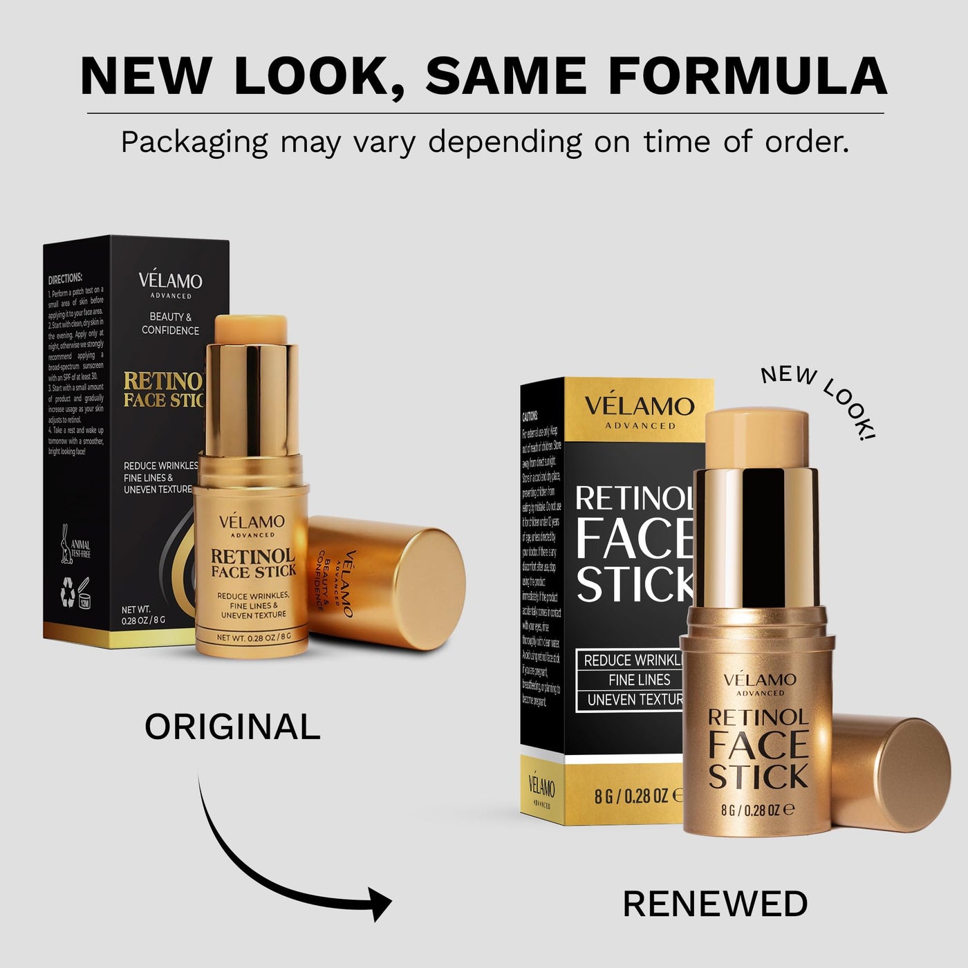 VELAMO ADVANCED Retinol Face Stick: Reduce Fine Lines Wrinkles and Uneven Texture - Retinol Cream Wrinkle Cream for Face Anti Wrinkle Cream Anti Aging Face Cream - 0.28 OZ/8g