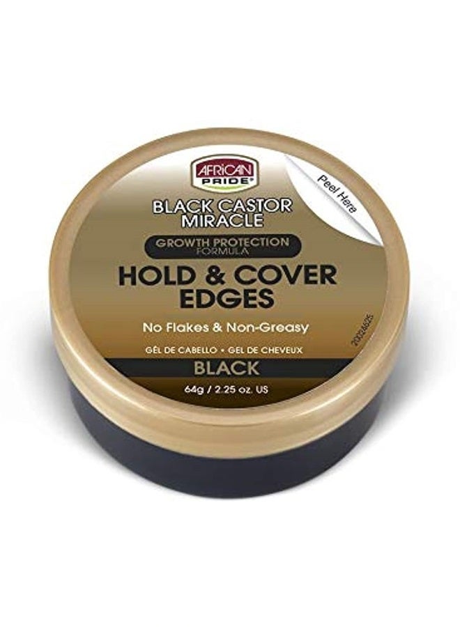 Black Castor Miracle Hold & Cover Edges - Slicks and Controls Edges, Covers Grays, Fills Thinning Areas, Contains Black Castor Oil & Coconut Oil, 2.25 oz