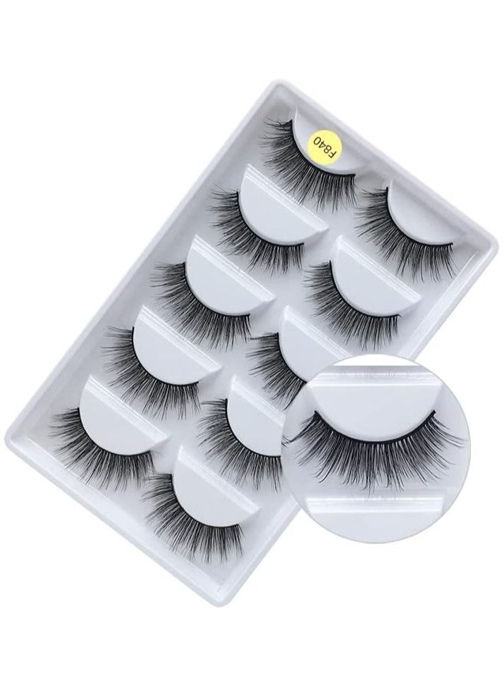 ORiTi False Eyelashes, 5 Pairs 3D Natural Fluffy