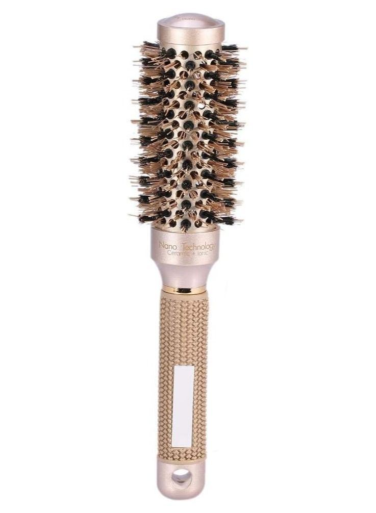 ORiTi 25mm High Temperature Resistance Ceramic Ionic Round Comb Nano Thermal Hair Roll Brush Bristle Nylon Rubber Handle Hair Curling Styling Comb