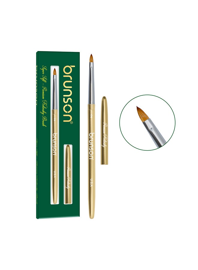 Acrylic Nail Brush 1pc Pure Sable Hair Professional Nail Art Painting Brush for Manicure Pedicure Kolinsky Brush for Acrylic Application Nail Extensions and 3D Nail Carving Size 02
