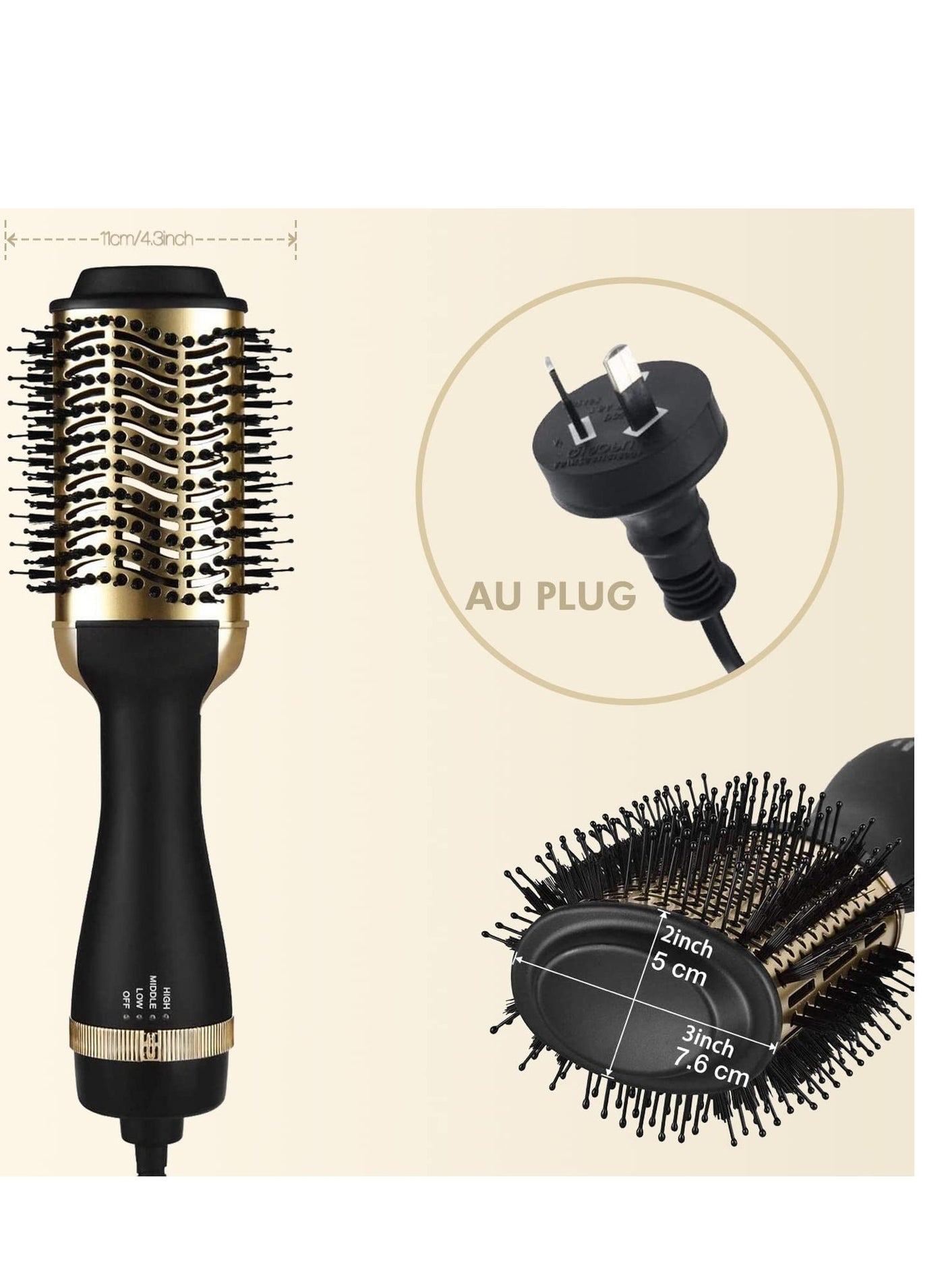 Hot Air Brush, Hair Dryer Blowout Brush, 4IN1 One Step Hair Dryer & Volumizer Hot Hair Dryer Brush (Gold)