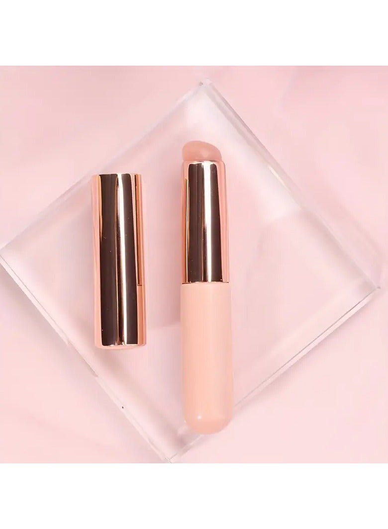 1Pc Portable Dust-proof Covered Lip Brush, Multifunctional Concealer Makeup Brush, Soft Swab, Round Head, Silicone, Mix Brush, Lipstick Brush