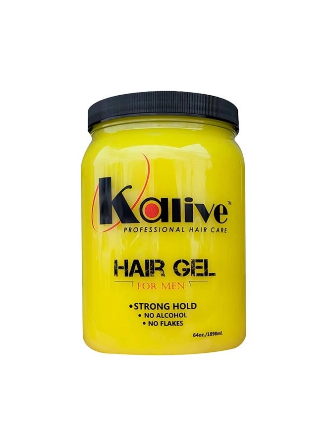 KALIVE Men's Hair Styling Gel 64 oz, Strong-Hold and Light Shine all day, Mens Hair Product fresh scent No Flaking or Alcohol