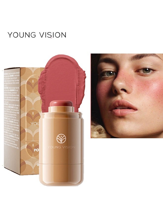 Pocket Blush Long Lasting Smooth Lipstick Blush Stick, Matte Highly Chroma Blusher Paste, Waterproof Blusher Cream #05