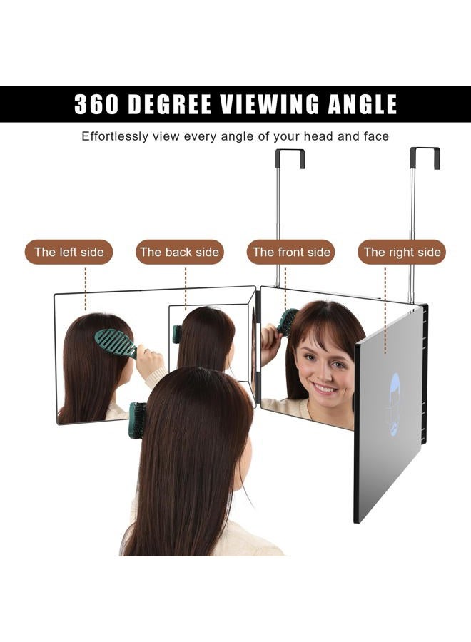 3 Way Mirror for Hair Cutting, Tri-fold Mirror for Shaver and Makeup, Height Adjustable with Two Hold Nails Self Haircut Mirror can as a Gift for Men or Women