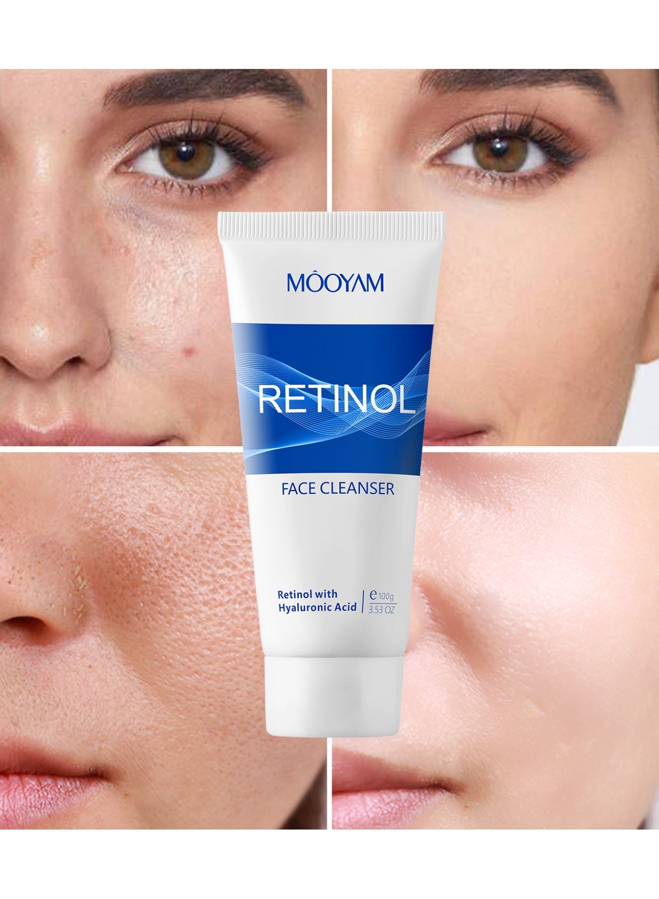 Retinol Face Cleanser Facial Cleanser with Hyaluronic Acid for Anti-Aging and Fine Lines, Improve Skin’s Texture & Moisturizes for Cleaner, Softer Face 100g