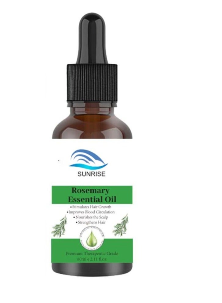 Rosemary Hair Oil With Castor, Tea Tree & Peppermint oil, Scalp Strengthening Hair Growth Oil 60ml - Nourishing Treatment For Dry Damaged Hair Split Ends & Healthy Growth