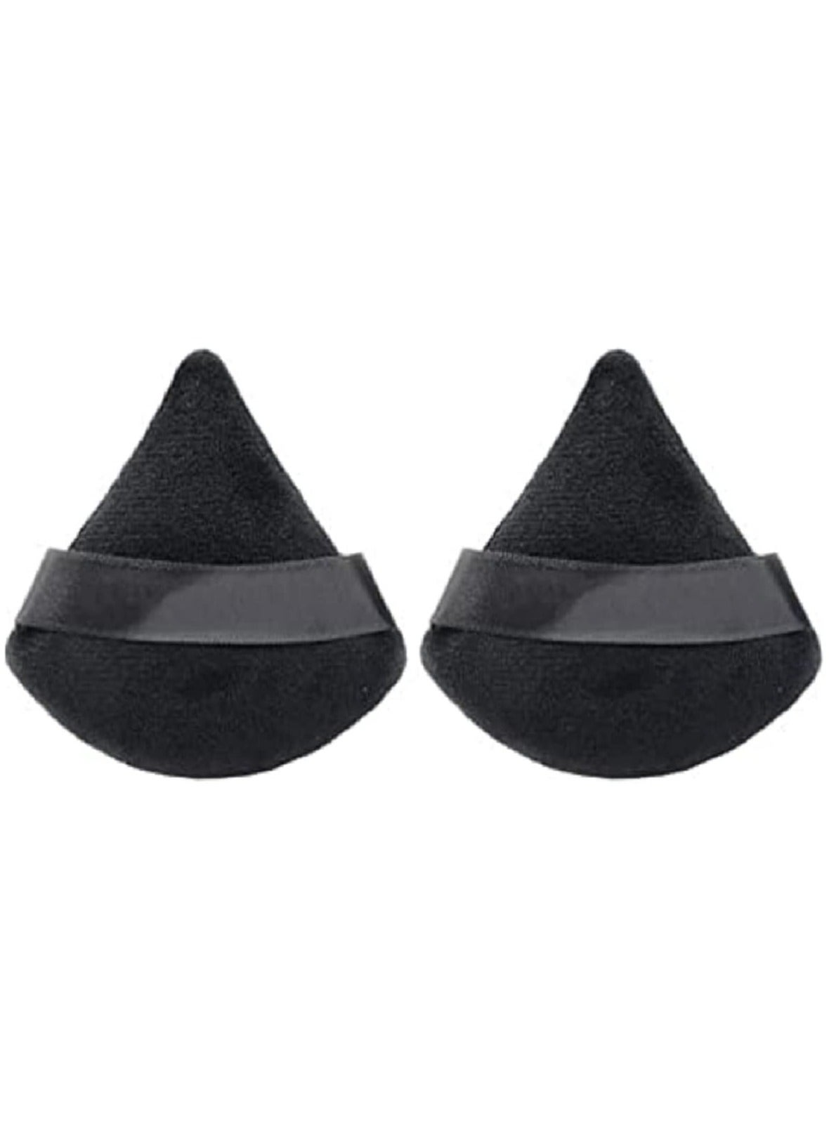 2 pieces Triangle Makeup Puff Pure Cotton Powder Puff Soft Cosmetics Puff Mineral Powder Puff Wet Dry Makeup Tool Black