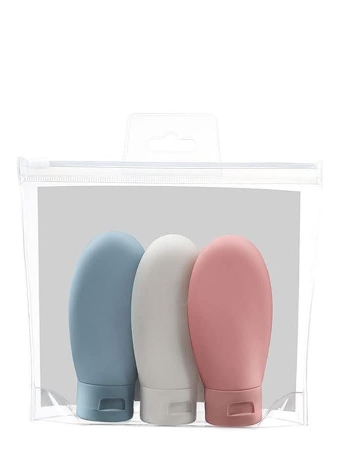 3 Pcs Travel Bottles Set 60ML Travel Bottles Containers Small Mini Empty Plastic Squeeze Bottles for Travel Toiletries Shampoo and Conditioner with Storage Bag