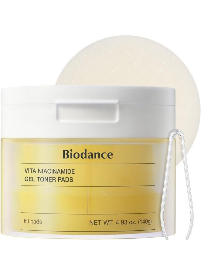 iodance Vita Niacinamide Gel Toner Pads, Dark Spot Corrector, Evening Skin Tone, Gentle Exfoliating Toner Pads with Vitamin C, Korean Skincare, Stocking Stuffersㅣ4.93 fl.oz.(140g)*60Pads