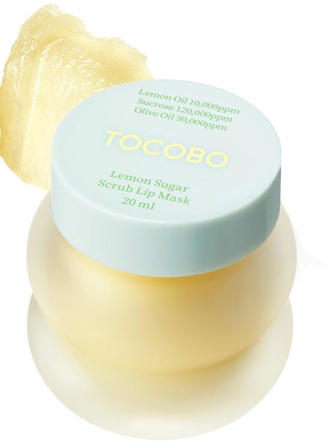 Lemon Sugar Lip Mask – Korean Vegan Lip Scrub & Overnight Exfoliating Treatment for Dry, Chapped Lips – Hydrating, Plumping, Smoothing – Glazed Balm Texture, Non-Sticky, 0.68oz