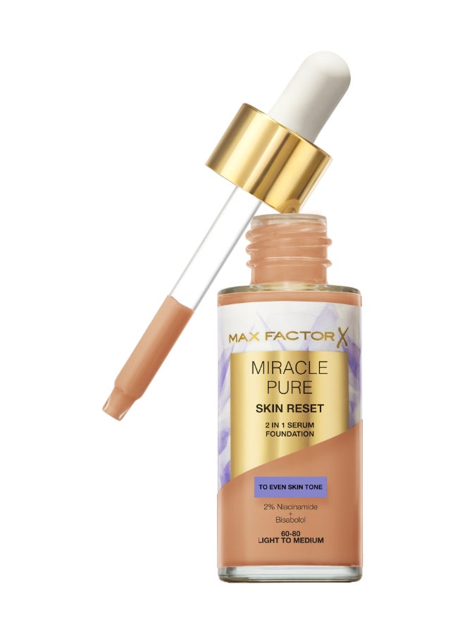 Miracle Pure 2in1 Skin Reset Serum Foundation - 60-80 - Light to Medium, 30ml