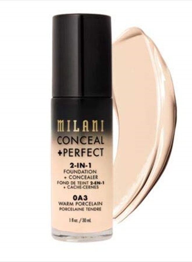 Conceal + Perfect 2-in-1 Foundation + Concealer (1 Fl. Oz.) Cruelty-Free Liquid Foundation - Cover Under-Eye Circles, Blemishes & Skin Discoloration for a Flawless Complexion (Warm Porcelain)