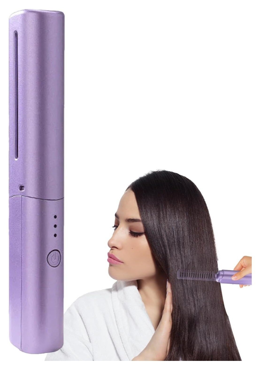 Rechargeable Mini Hair Straightener , Mini Flat Iron Hair Straightener Travel Size Rechargeable , 4000mAh Battery Straightener Brush , Portable 3 Level Hair Straightener , 4000mAh Battery Straightene