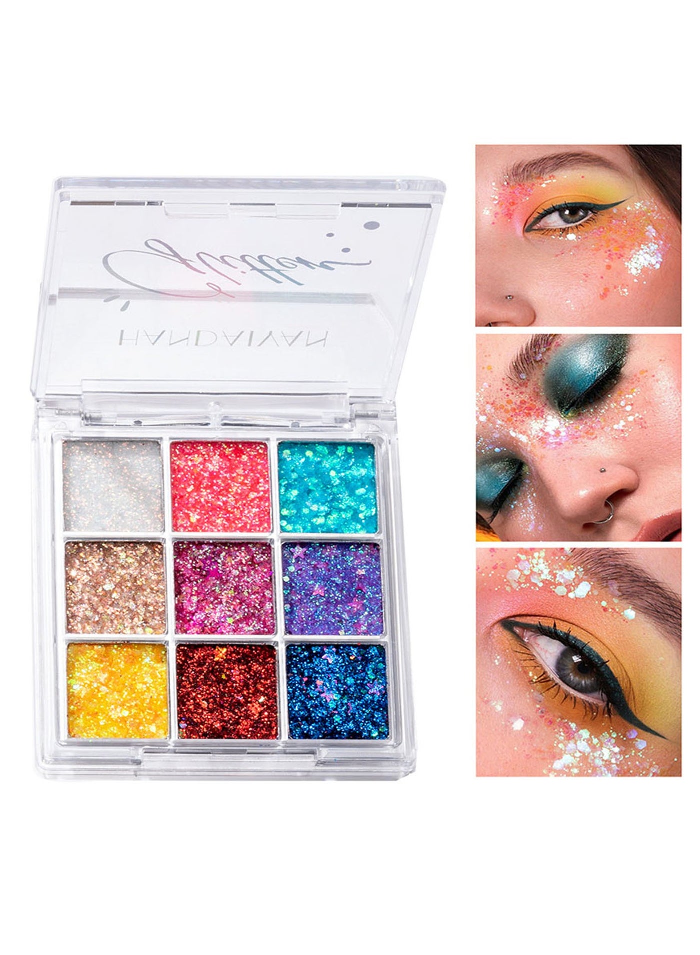Eyeshadow Palette Makeup 9 Colour Glitter Shimmer Glossier Organic Professional EyeShadow Cream Set Bright Ultra Pigmented Long Lasting Easy To Apply Suite For Parties Performances Nightclubs