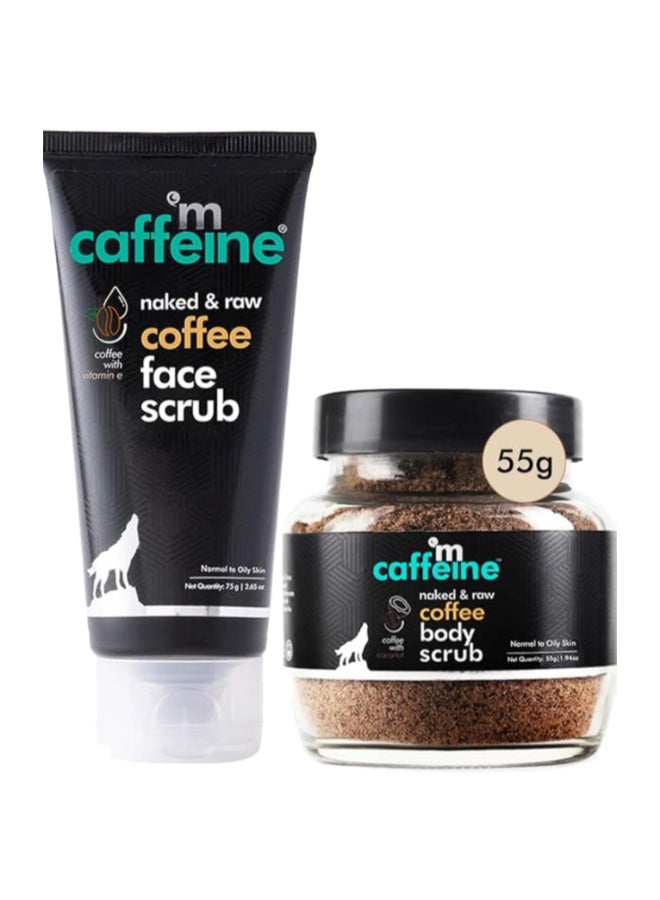 Exfoliating Coffee Body & Face Scrub for Tan, Dirt & Blackhead Removal | Value Pack | De Tan Bathing Scrub Combo for Women & Men with Coffee Body Scrub 55gm & Espresso Face Scrub 75g
