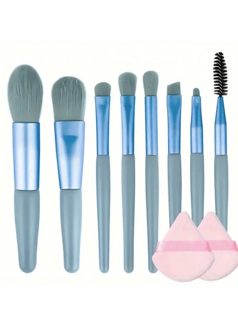 Face Eye Makeup Beauty Tool Kiy 8pcs Prfessional Makeup Brushes 2 pcs Powder Puff Wth Strap 1pc Double Head Silicon Brush Complete Function Mkeup Beauty Accessories Big