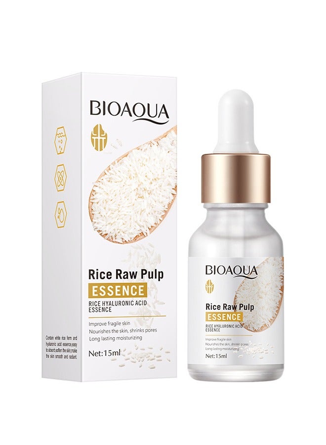 Rice Raw Pulp- Face Whitening Serum, Moisturizing Essence Anti Acne Aging, Rice Skin Care, Boost Skin Collagen, Firming Smooth Skin, 15 ml