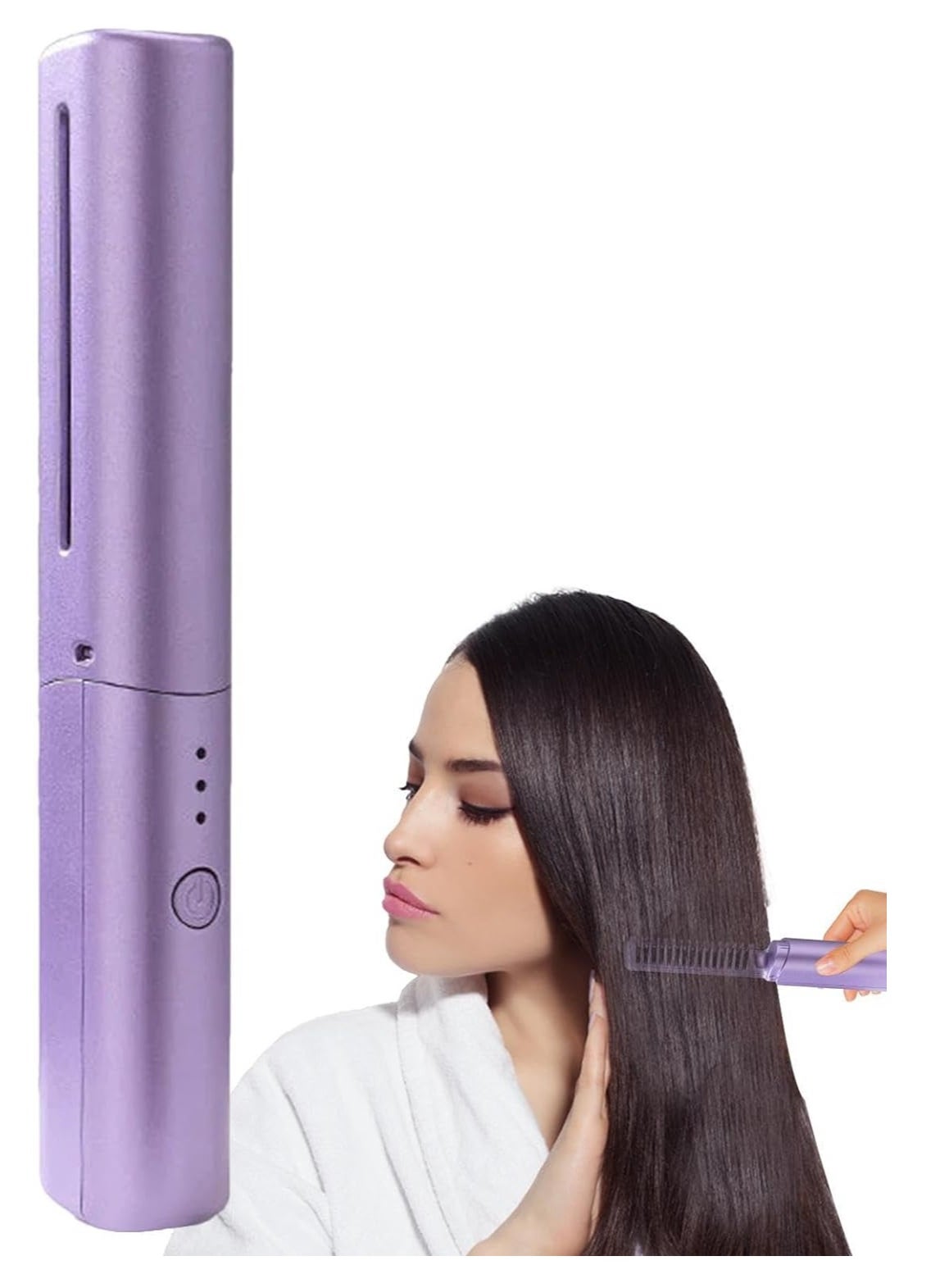Rechargeable Mini Hair Straightener , Mini Flat Iron Hair Straightener Travel Size Rechargeable , 4000mAh Battery Straightener Brush , Portable 3 Level Hair Straightener , 4000mAh Battery Straightene