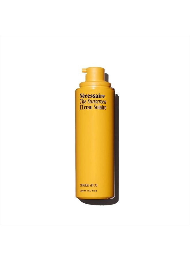 The Mineral Sunscreen SPF 30 PA+++. For The Body. Broad Spectrum. Zinc Oxide, Hyaluronic Acid, Niacinamide. Hydrate. Protect Against Sun Damage + Premature Aging. Dermatologist-Tested. 150
