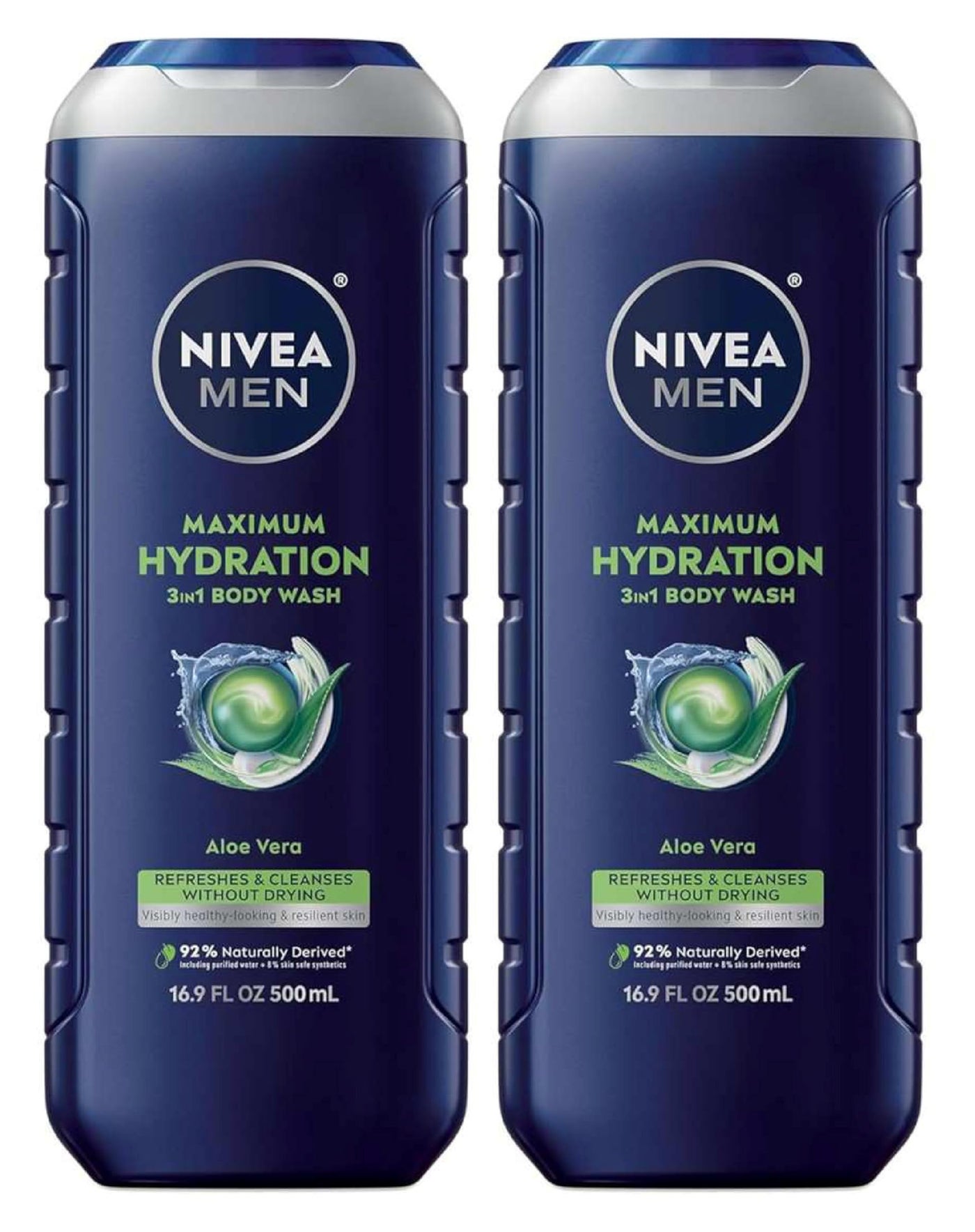 Nivea Men Maximum Hydration 3-in-1 Body Wash, 16.9 fl oz (Pack of 2)