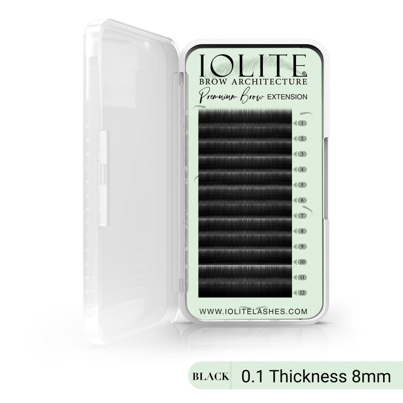 Premium Eyebrow Extension Brow I; False Eyebrows in Tray - Brow Extension 0.10T Thickness ; Length - 8mm, 9mm, Mix - Black
