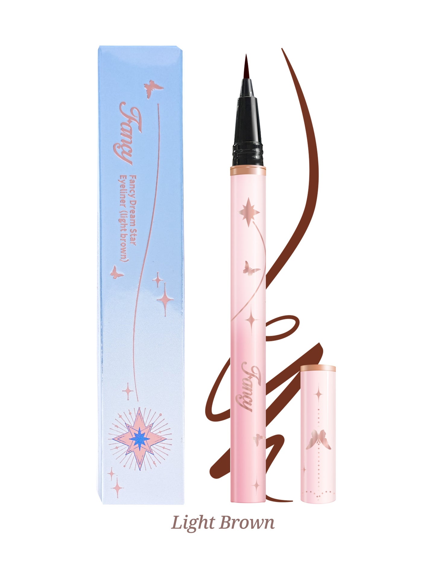 Fancy Dream Star Liquid Eyeliner Waterproof Quick-Drying Formula Defines Clearly Smooth and Even Flow No Smudging (03 Light Brown)