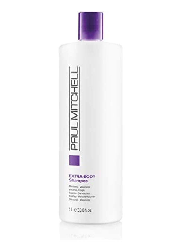 Paul Mitchell Extra-Body Shampoo 1000ml – Volumizing & Strengthening Shampoo for Fine or Normal Hair, Adds Body & Shine, Professional-Size Formula