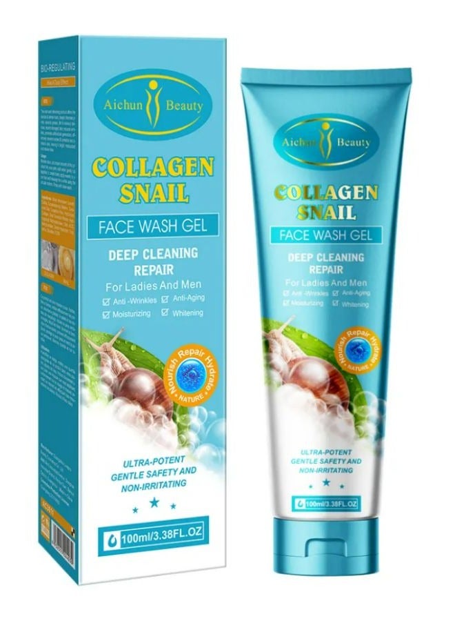 Collagen Snail Deep Cleaning Repair Anti-aging Moisoutrizing Whiten Fash Wash Gel For Lady And Men