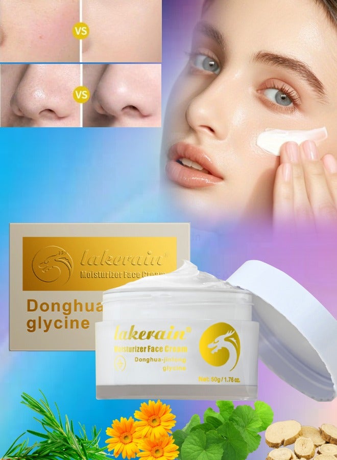50G Face Moisturizing Cream Long Lasting Moisturizer Cream Deep Hydrating and Lightweight Easily Absorbed into Skin Light Texture Radiant Glow Glycine Facial Moisturizer Cream