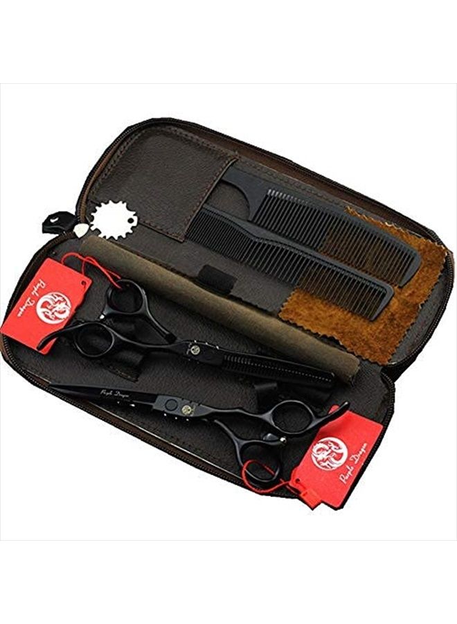 Professional Japan 440C Hair Salon Cutting Shear and Barber Thinning Scissor Hairdressing Shear Set with Bag