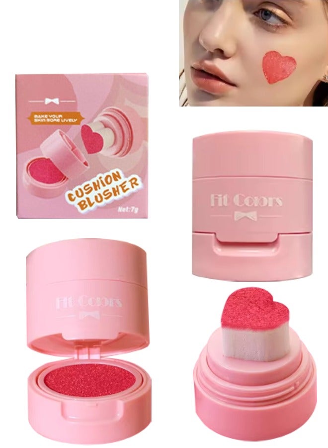 Cushion Blusher for Face Air Cushion Blush Natural Blusher for Cheeks Shimmer Face Highly Pigmented Blush Makeup Long lasting Loose Powder for Blush Eyeshadow and Lipstick 7g 04