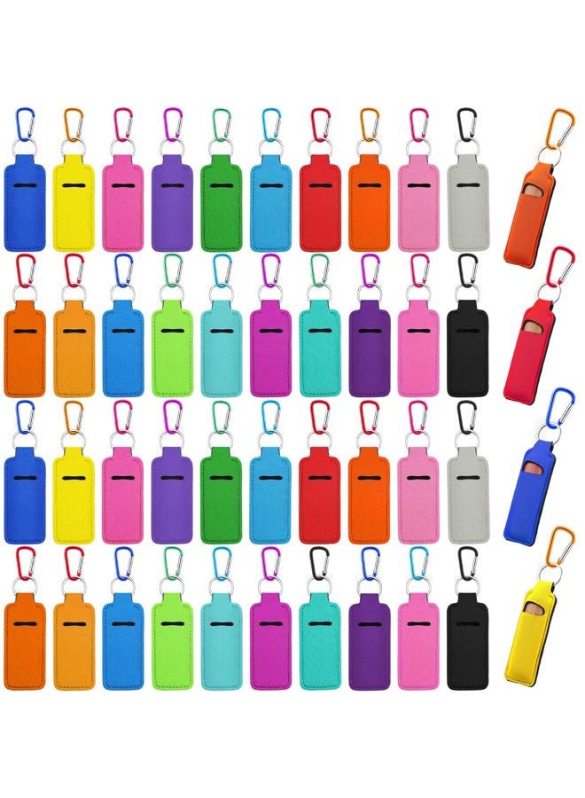 40 Pack Lipstick Keychain Holder with Clip Colorful Portable Lip Balm Holder Keychain for Women(Multicolor Clips)