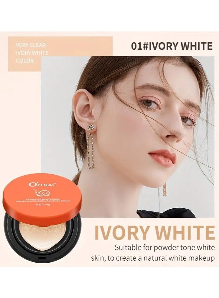 O'CHEAL Snail Air Cushion BB Cream - Moisturizing Concealer for All Skin Tones, Under 1 Fl Oz Cushion Compact, Natural Makeup Finish, Suitable for All Skin Types, Medium Coverage, Clean Look Effect #1