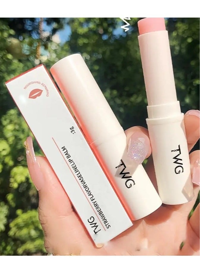 Strawberry Flavored Tinted Lip Balm - Color Changing, Glossy Finish, Moisturizing Paste for All Skin Types, Hydration Boost with Plant Extracts