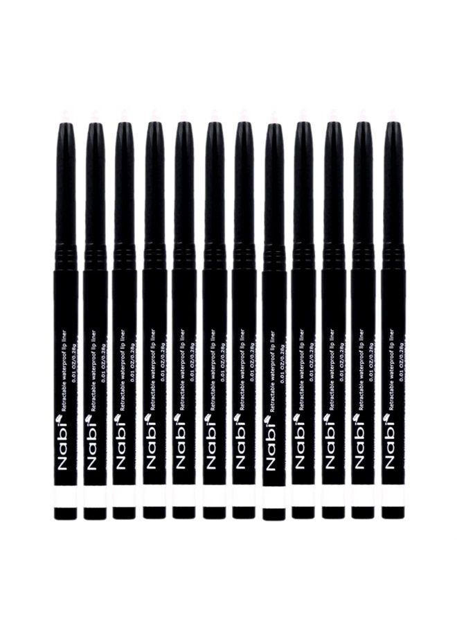 (12pcs) Nabi Retractable Waterproof Eyeliner Pencil - Long Lasting Fade Resistant Formula - Quick Makeup Remover (White)