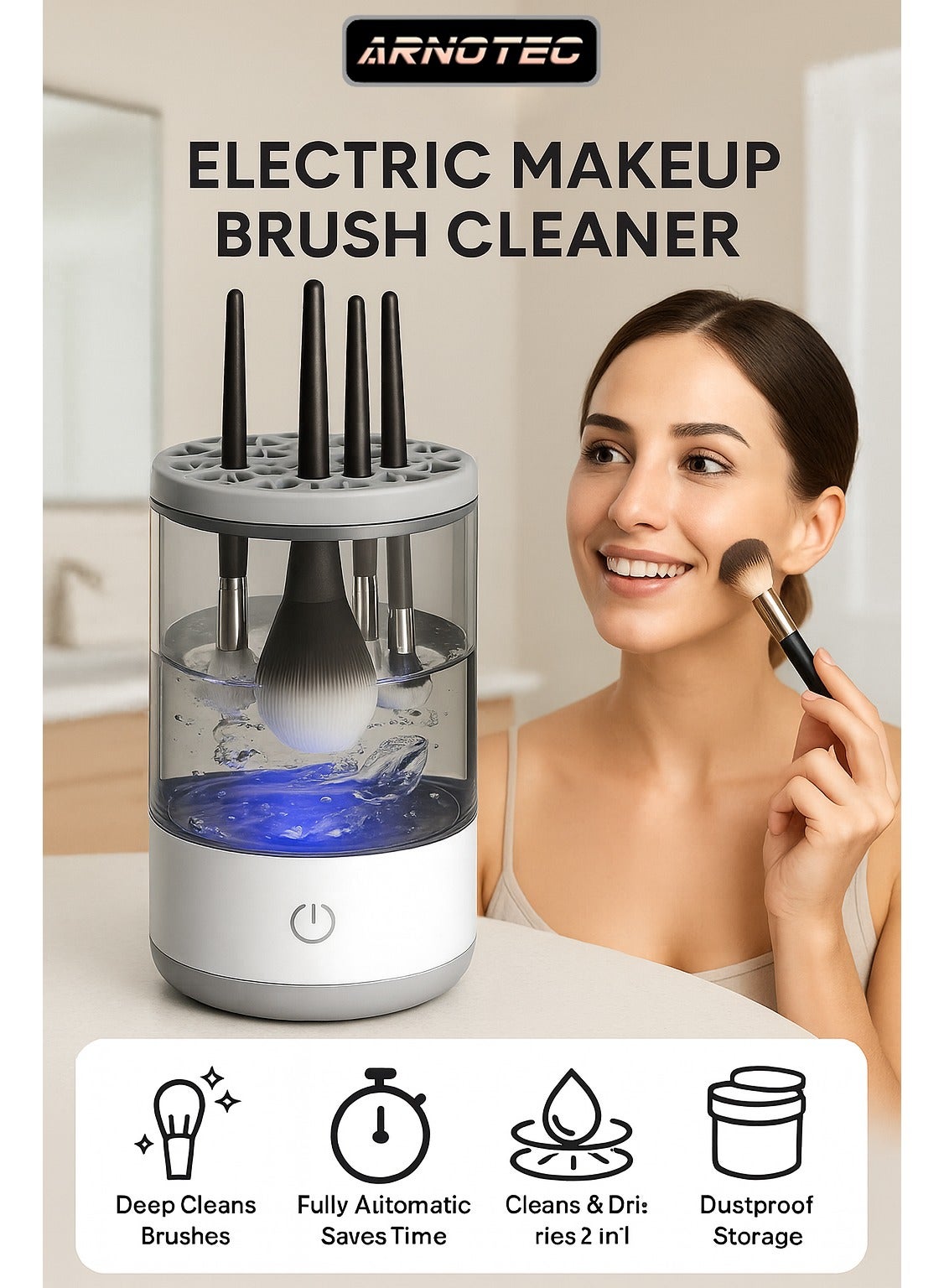 Portable Electric USB Makeup Brush Cleaner Machine, with Makeup Brush Cleaner Mat for All Size Makeup Brush