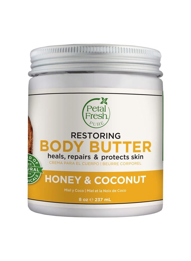 Pure, Restoring Body Butter, Heals, Repairs & Protects Skin with Honey & Coconut Oil, 8 Fl oz